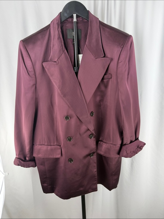 Banana Republic Jackets & Blazers - Banana Republic Isa Italian Satin Double-Breasted Blazer in Purple Prune